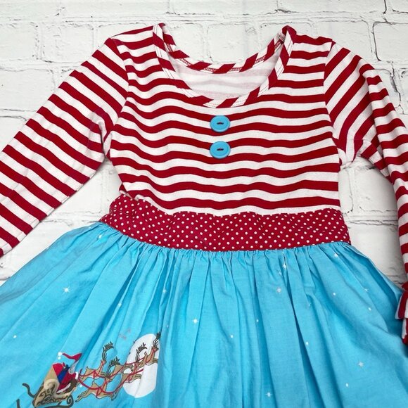 Eleanor Rose ‘Twas The Night Before Christmas Santa Holiday Dress Girls Size 3-4 - Picture 2 of 9